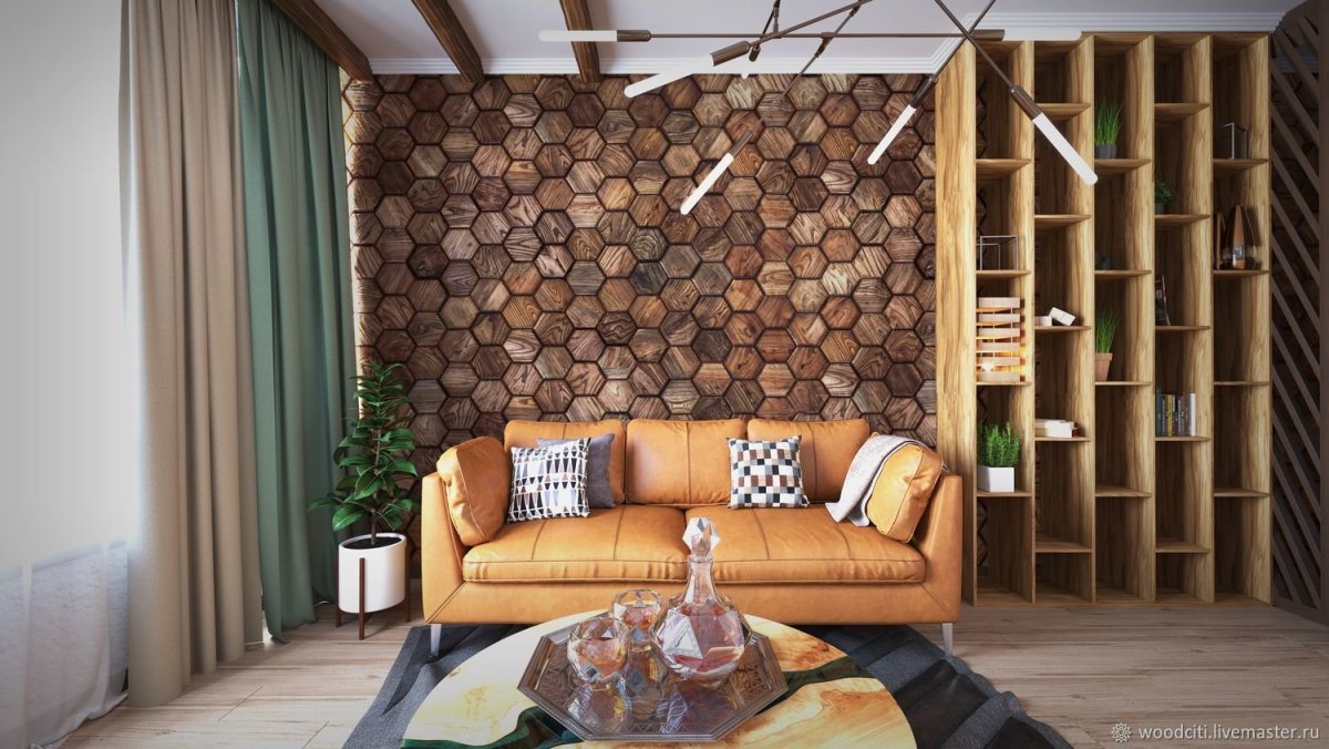 Деревянная плитка шестигранник