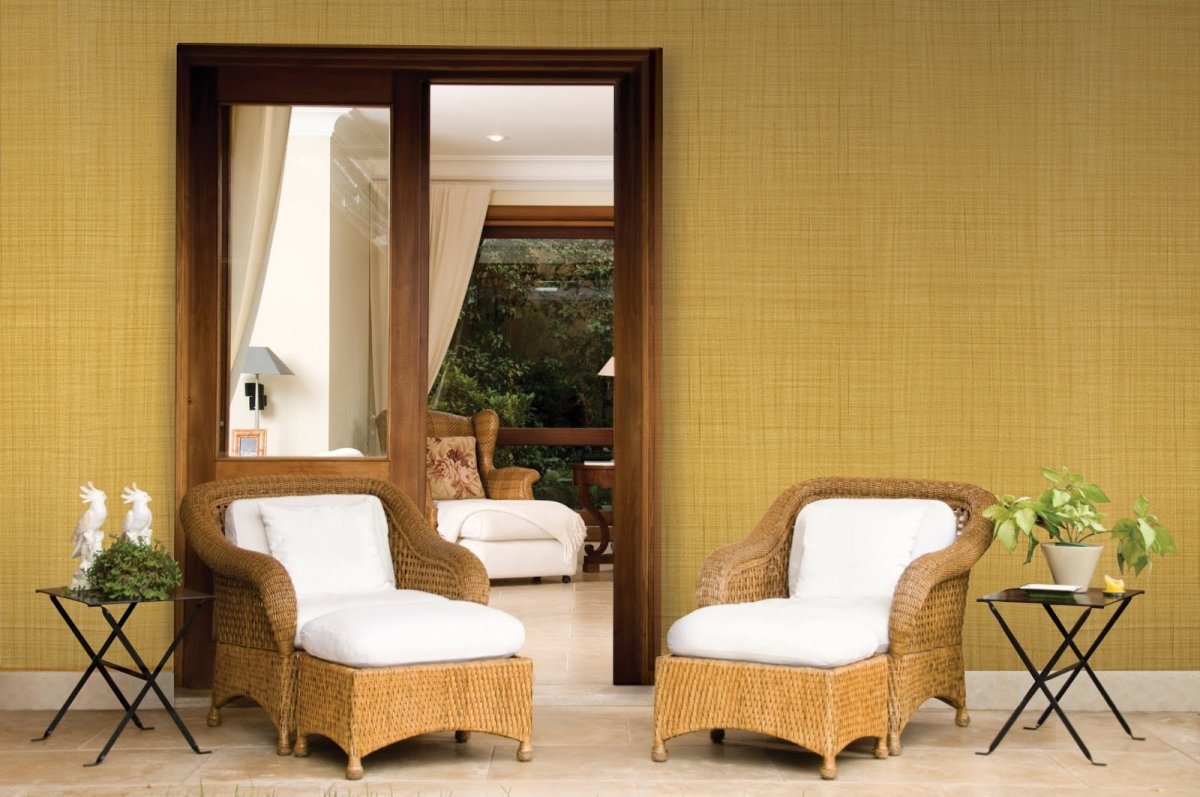 Обои циновка в интерьере