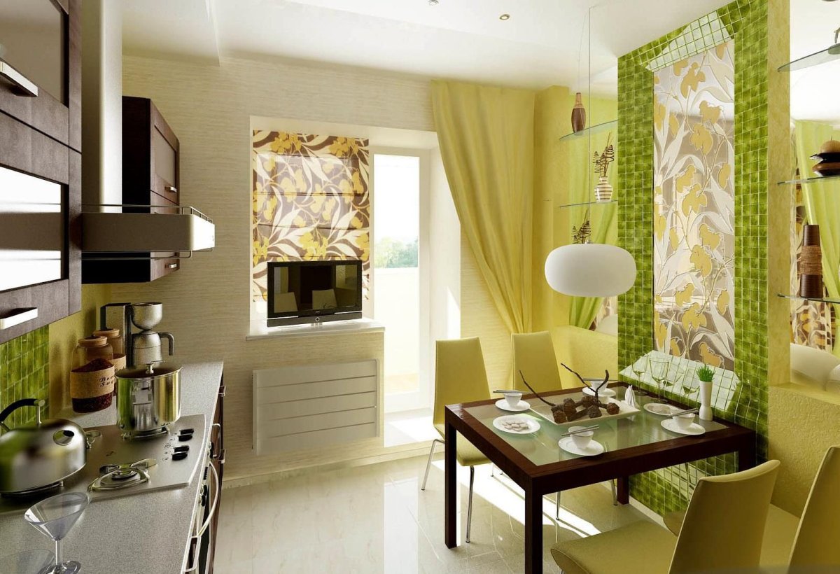 Салатовые стены на кухне