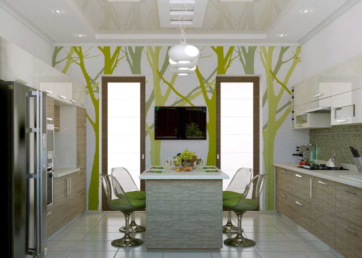 Весенняя гамма цветов в интерьере кухни