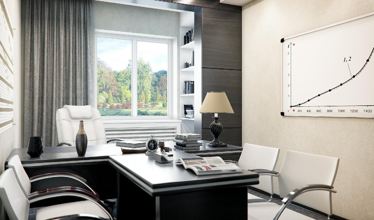 3д интерьеров кабинета квартиры