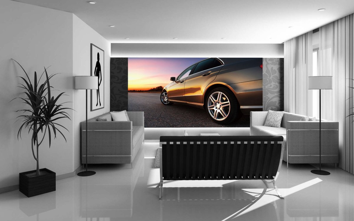 Фотообои машина из стены