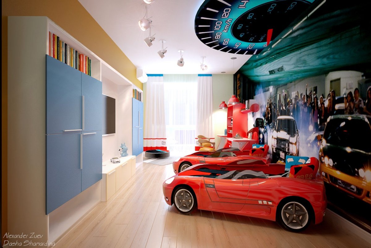 Обои машинки для мальчиков в комнате