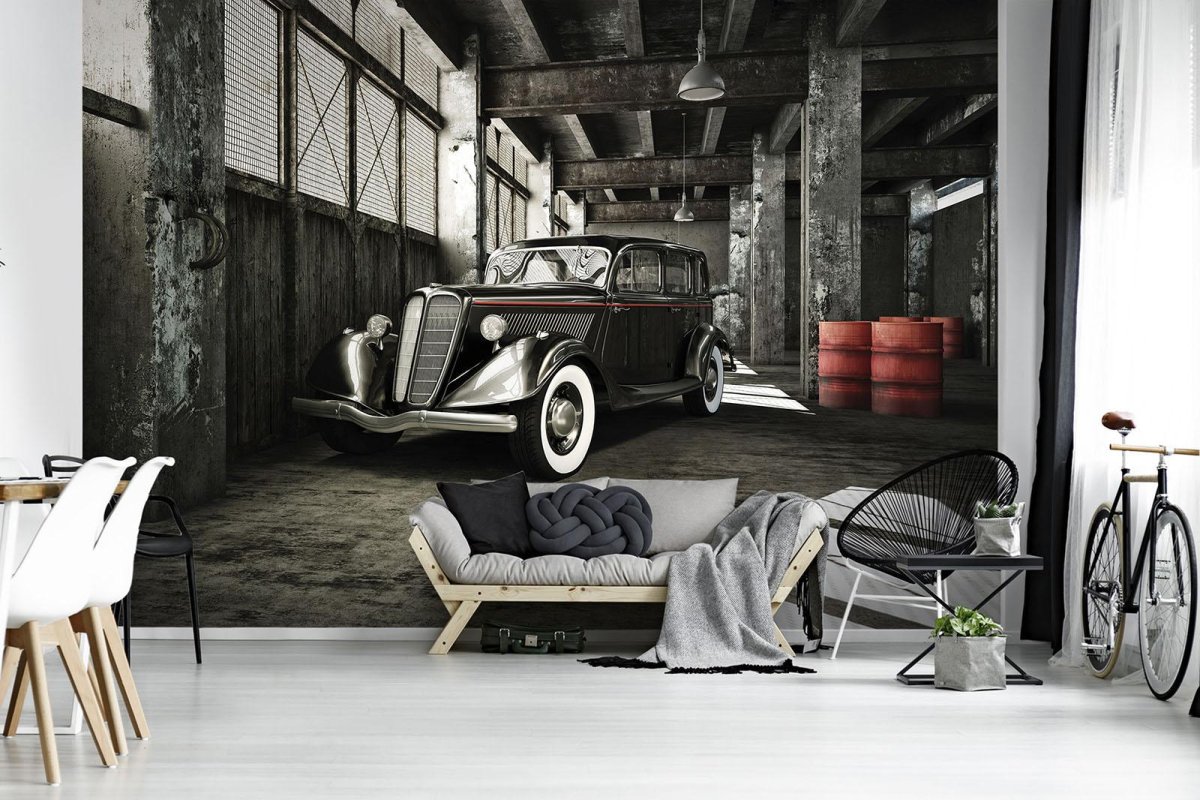 Фотообои машины в интерьере