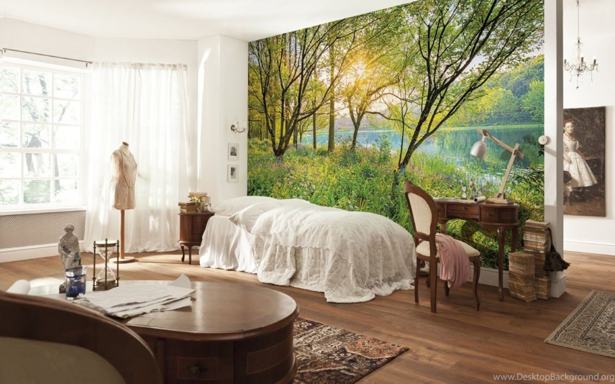 Фотообои в спальню уютная стена