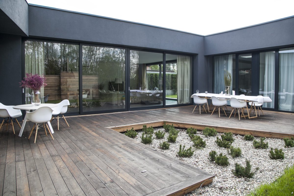 Одноэтажный дом z500 с плоской крышей