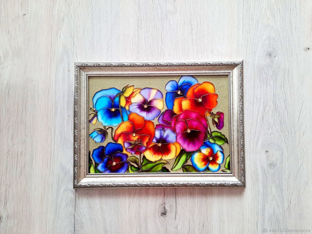 Анютины глазки витражная роспись