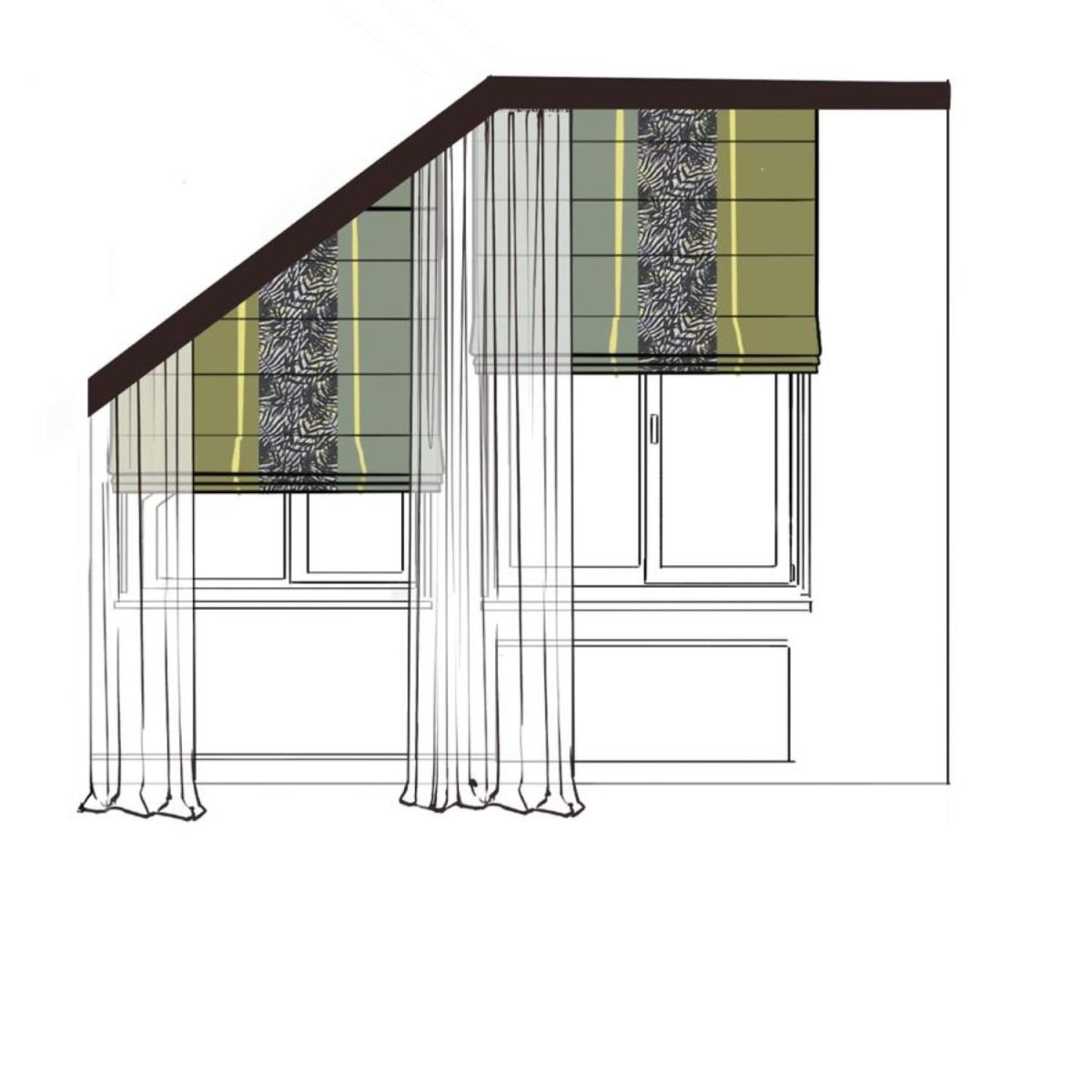 Рулонные шторы на скошенные окна