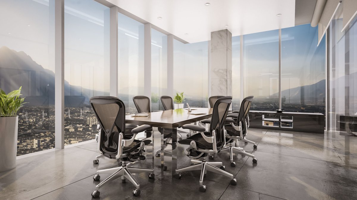 Красивый офис с панорамными окнами