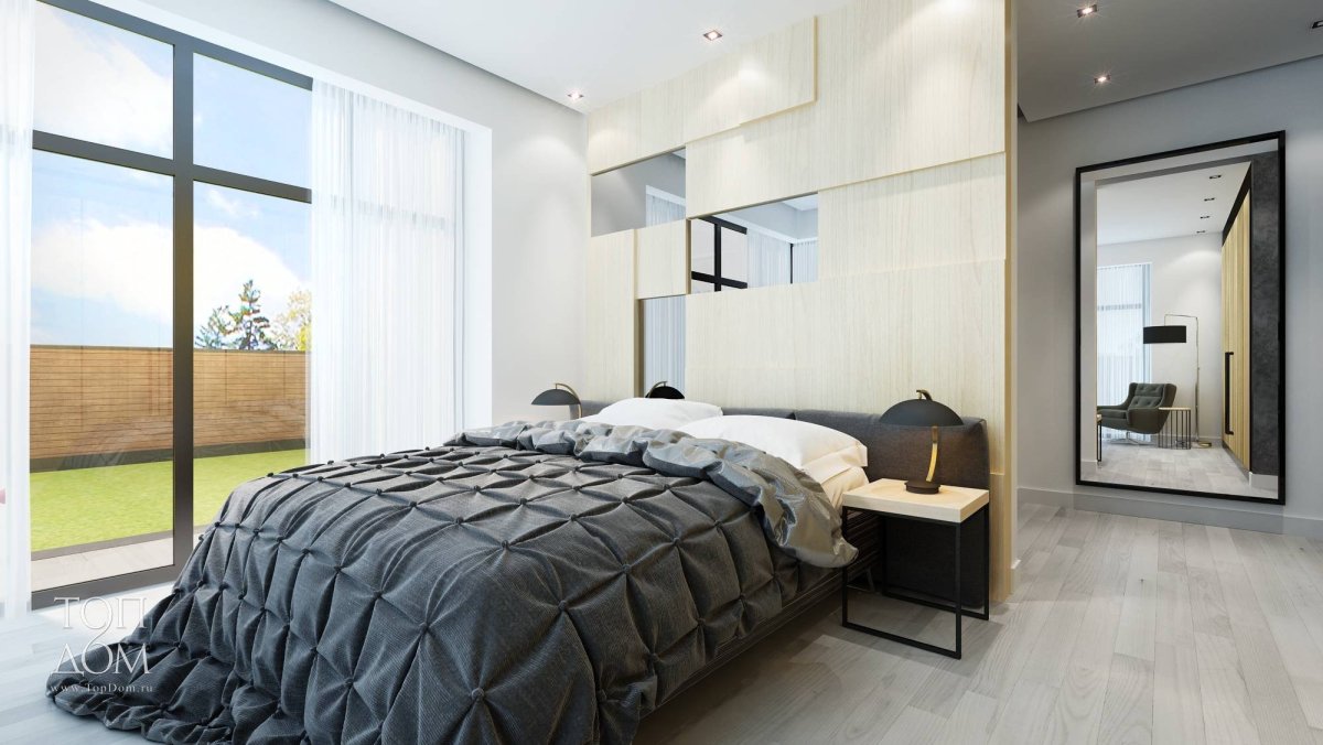 Спальня с угловым панорамным окном