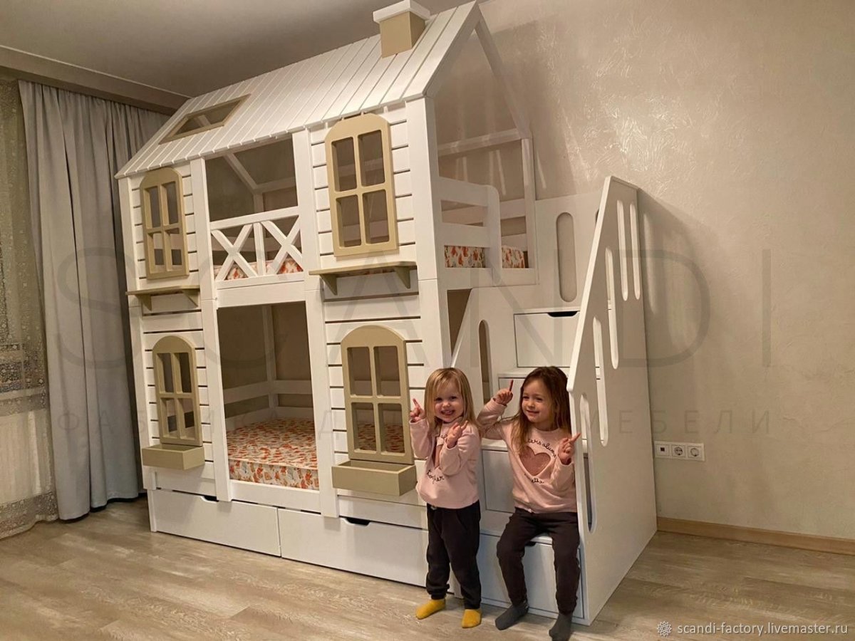 Двухъярусная кровать домик икеа