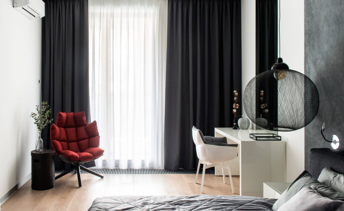 Шторы в гостиную в стиле хайтек