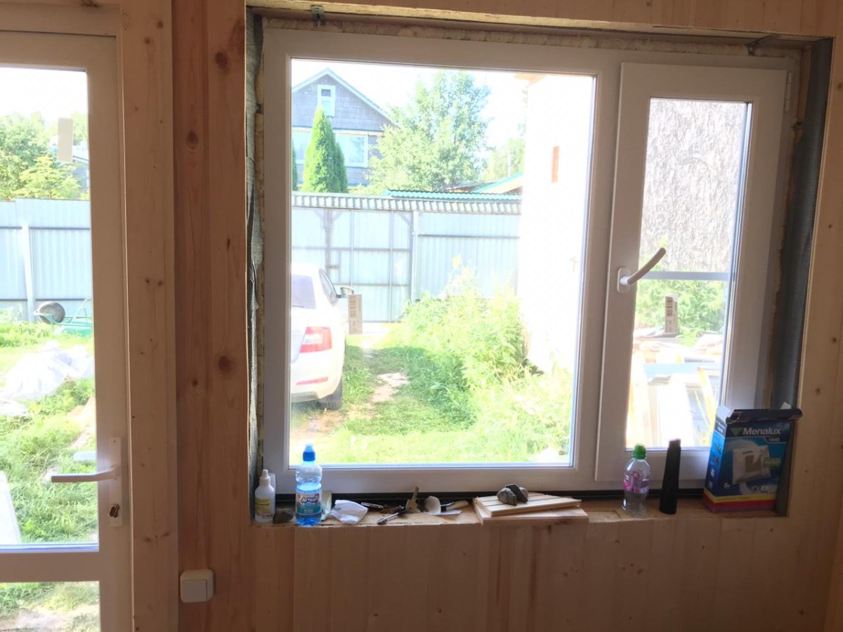 Отделка окна вагонкой