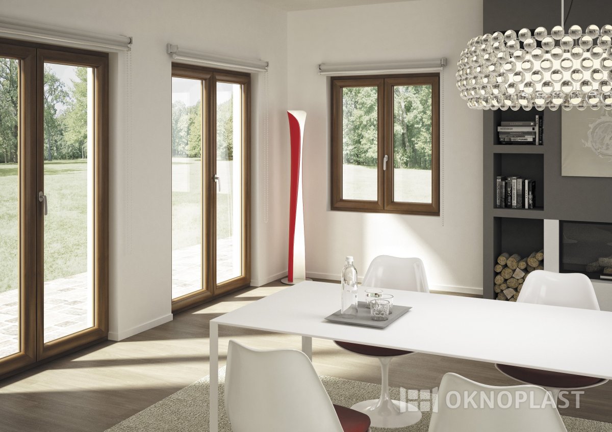 Ламинация дуб антик на окнах