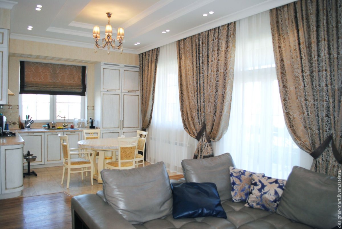 Комбинированные шторы в интерьере