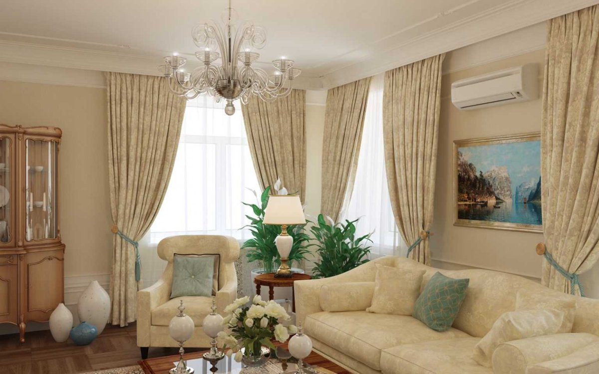 Гостиная с 2мя окнами