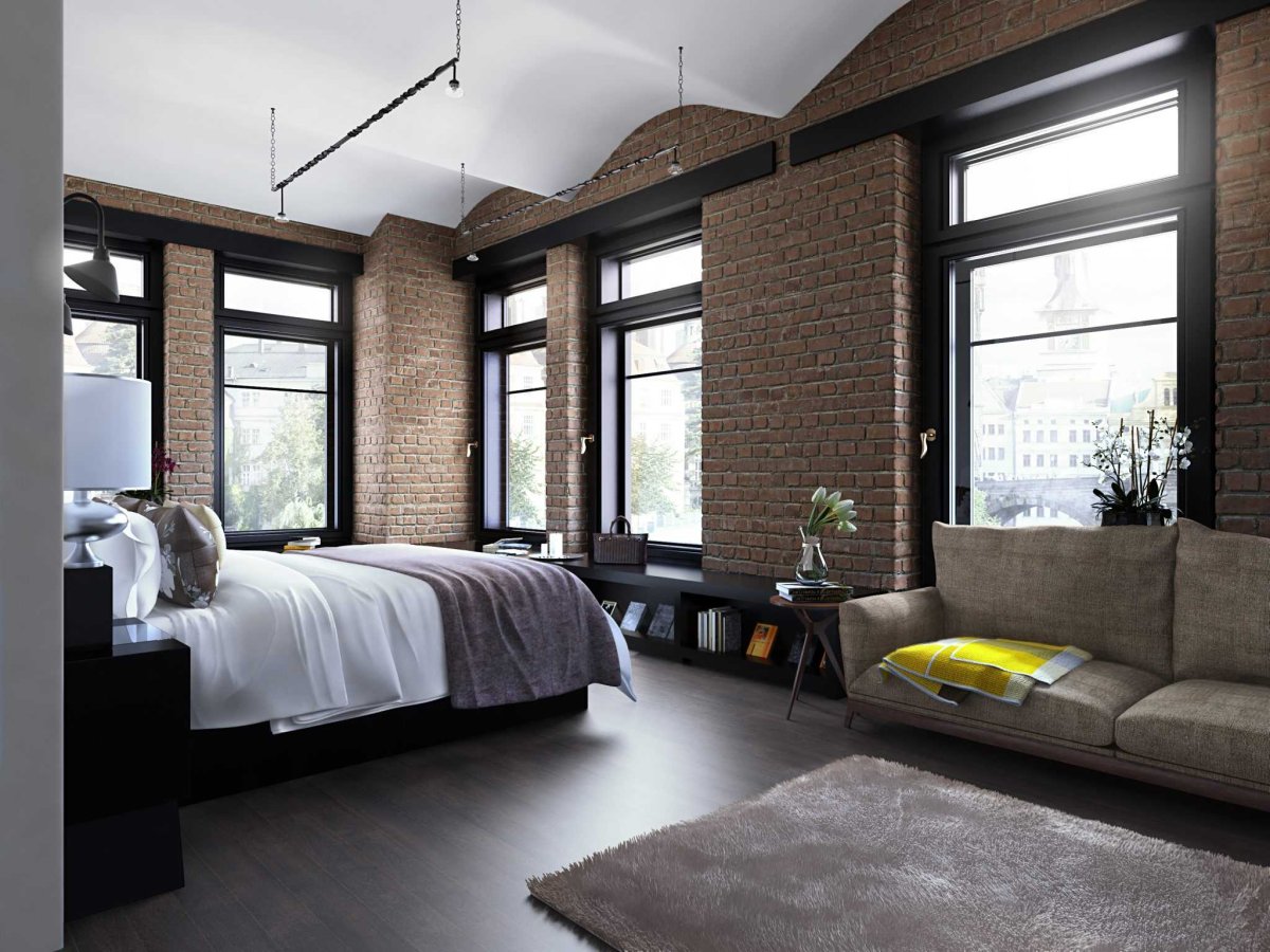 Спальня в стиле лофт