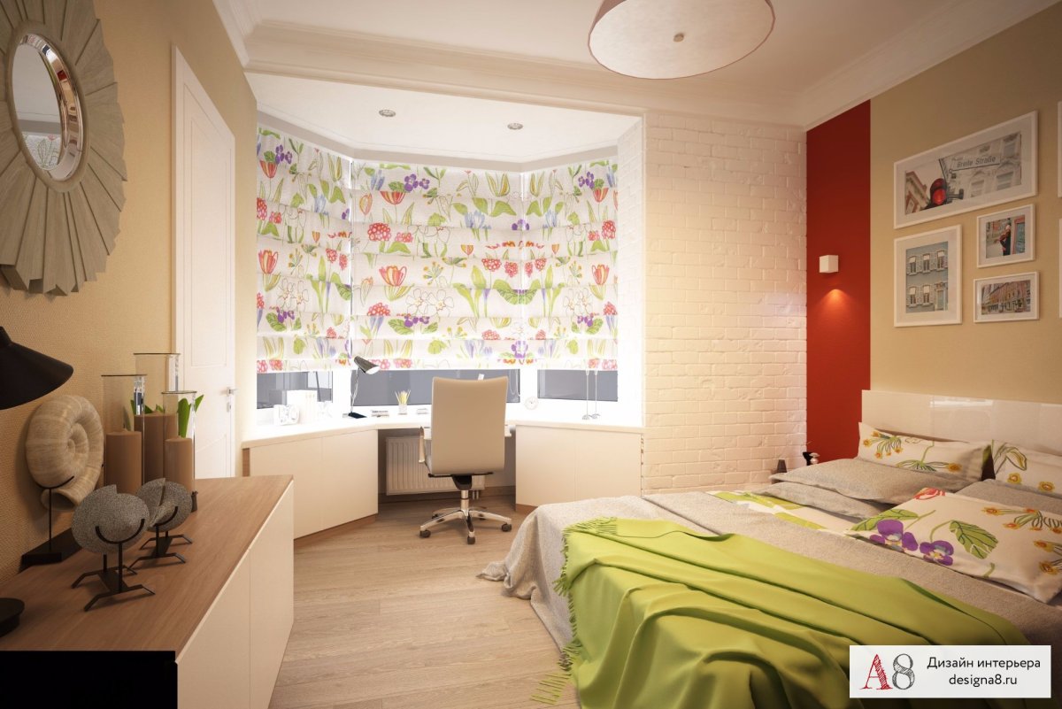 Планировка детской с эркером