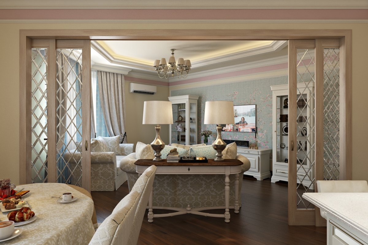 Гостиная столовая с перегородкой