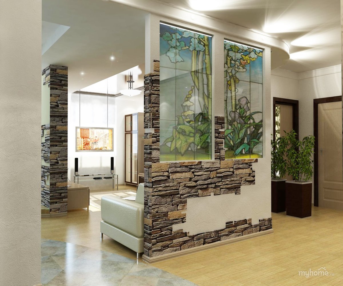 Перегородки с витражами в интерьере