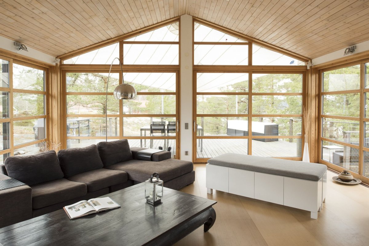 Интерьеры односкатных домов