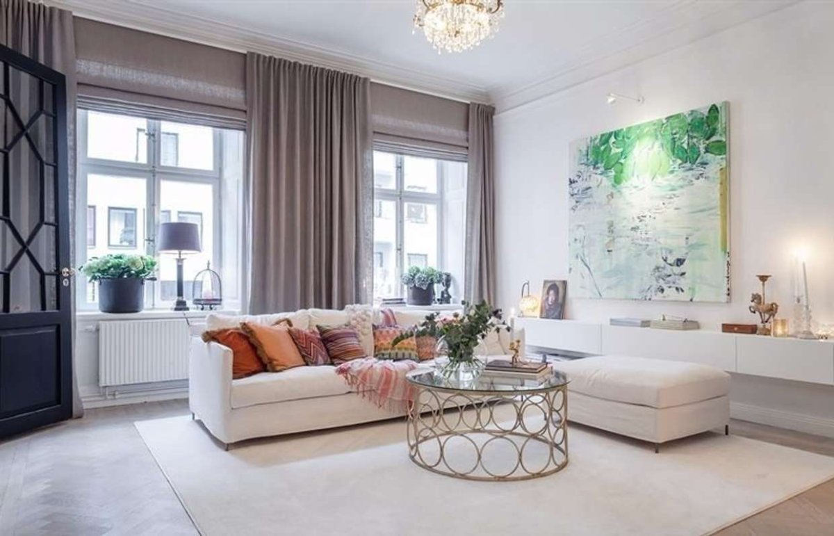 Шторы в гостиную в скандинавском стиле