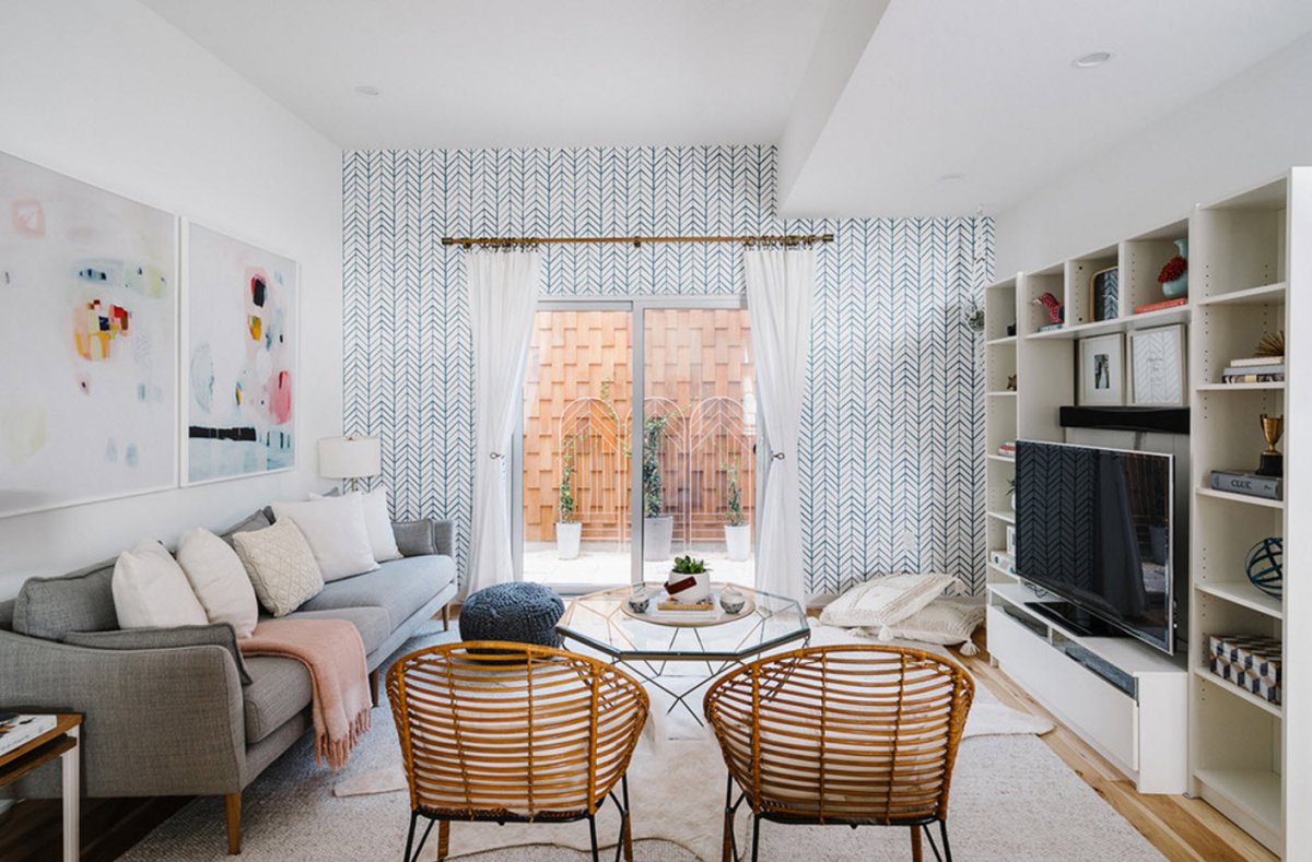 Шторы в гостиную в скандинавском стиле