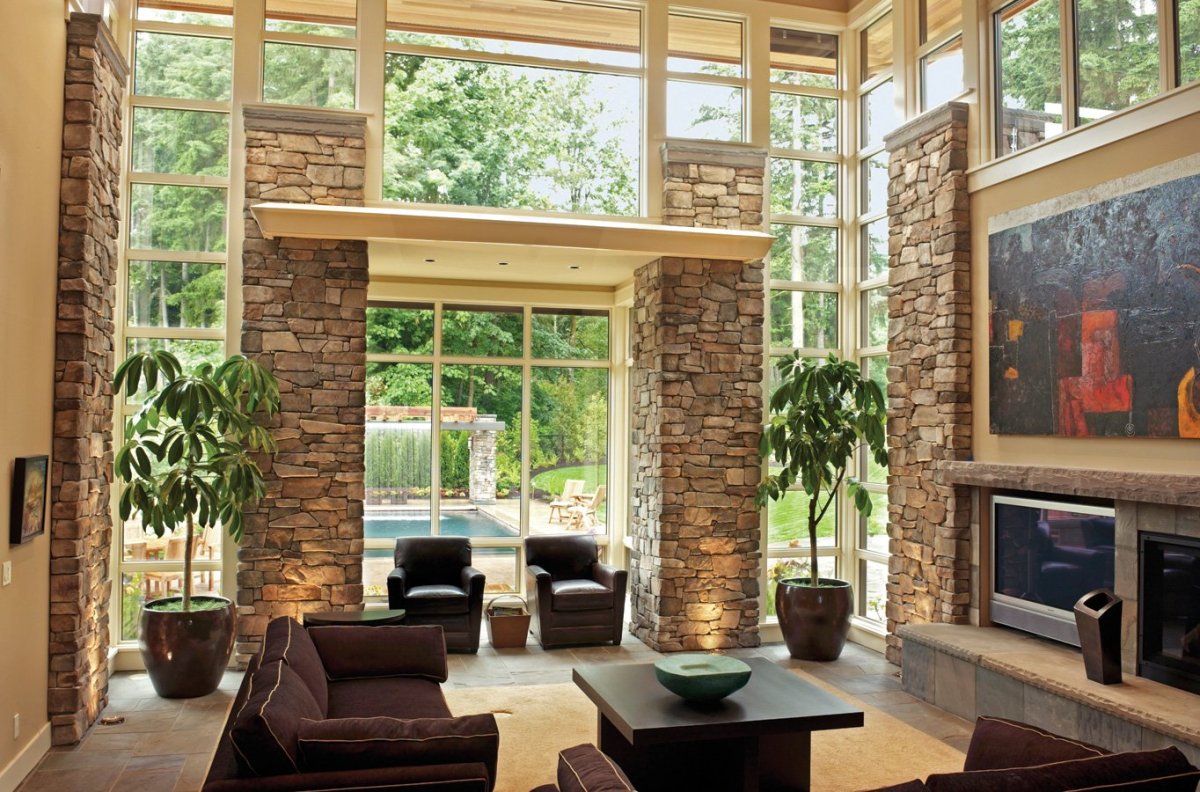 Отделка веранды искусственным камнем