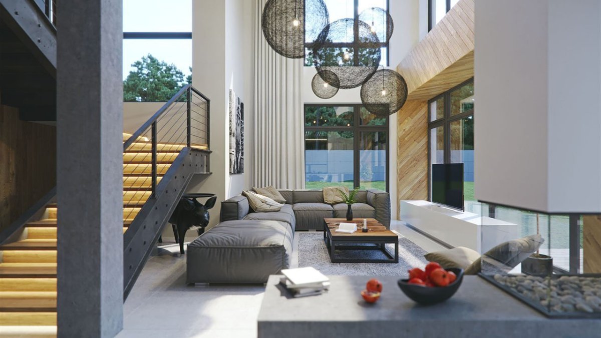 Спальня спанарамным окном