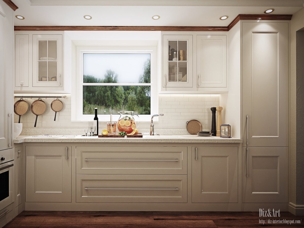 Кухня с окном в рабочей зоне