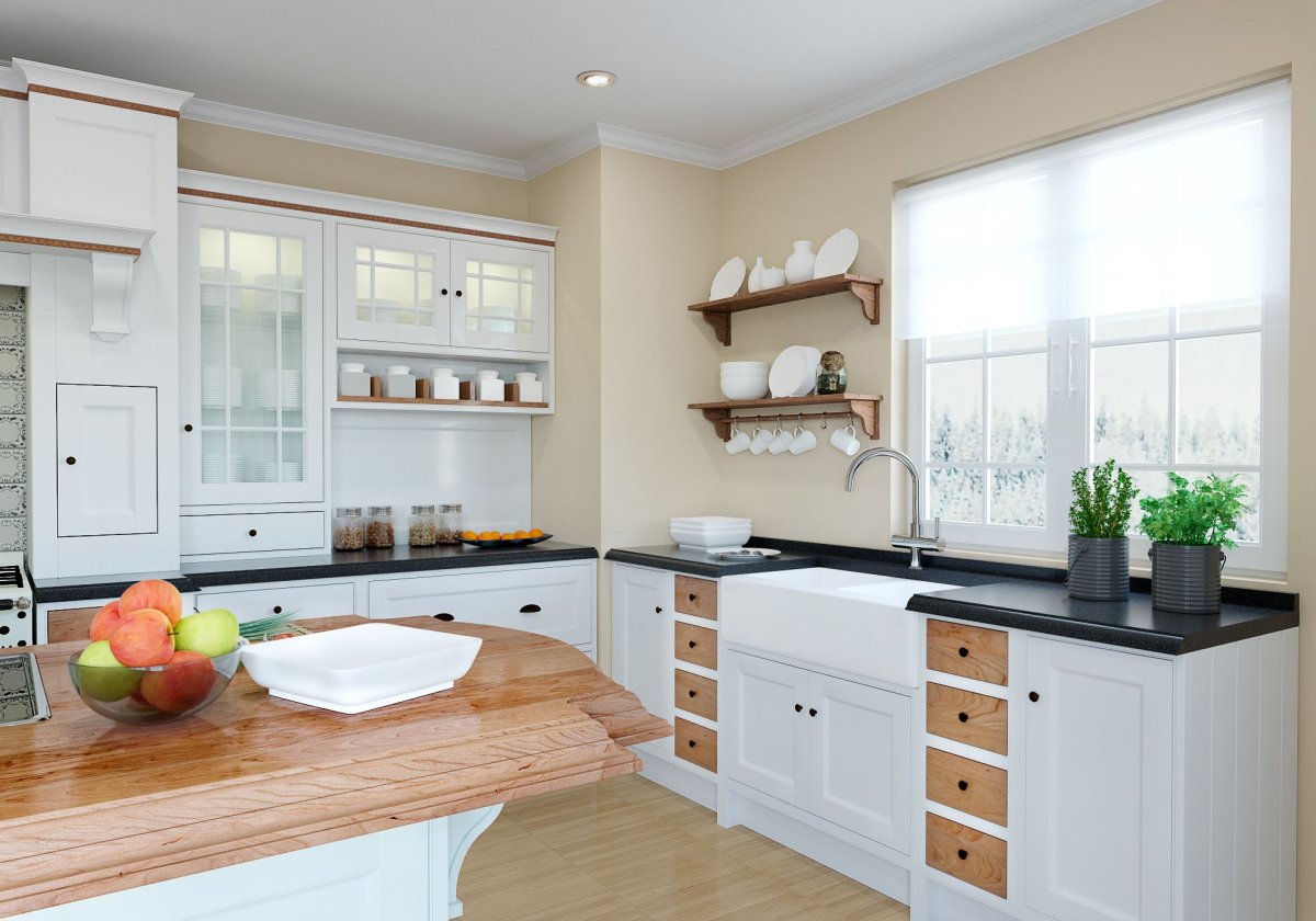 Кухня в скандинавском стиле с окном