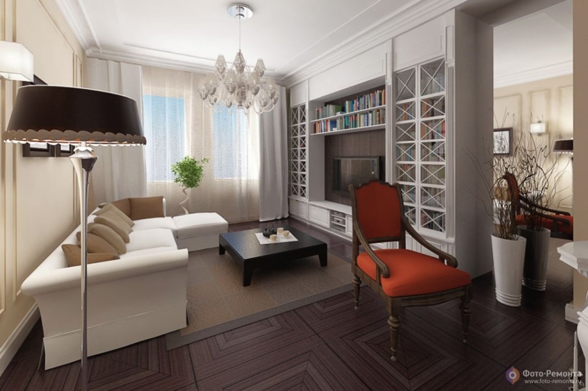 Гостиная кабинет в одной комнате