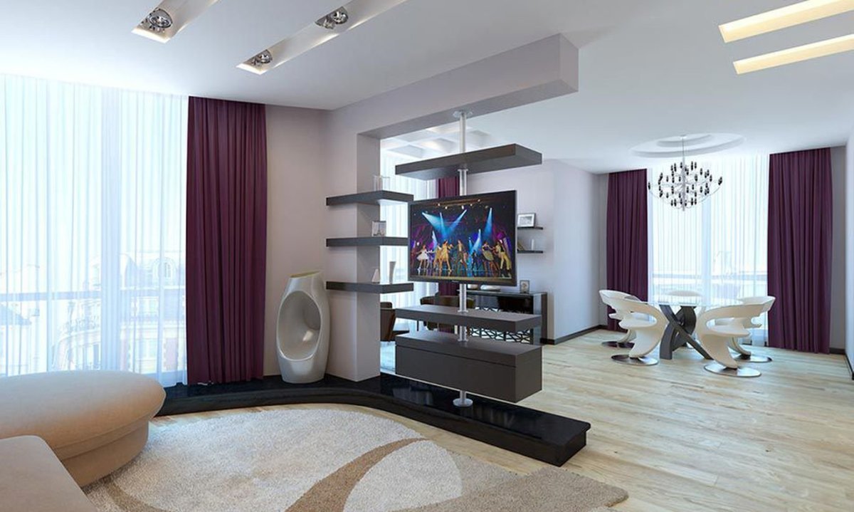 Зонирование телевизора в гостиной