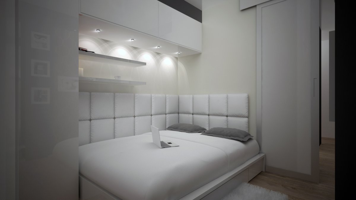 Небольшая спальня с гардеробной