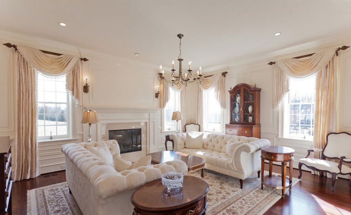 Шторы в гостиную в классическом