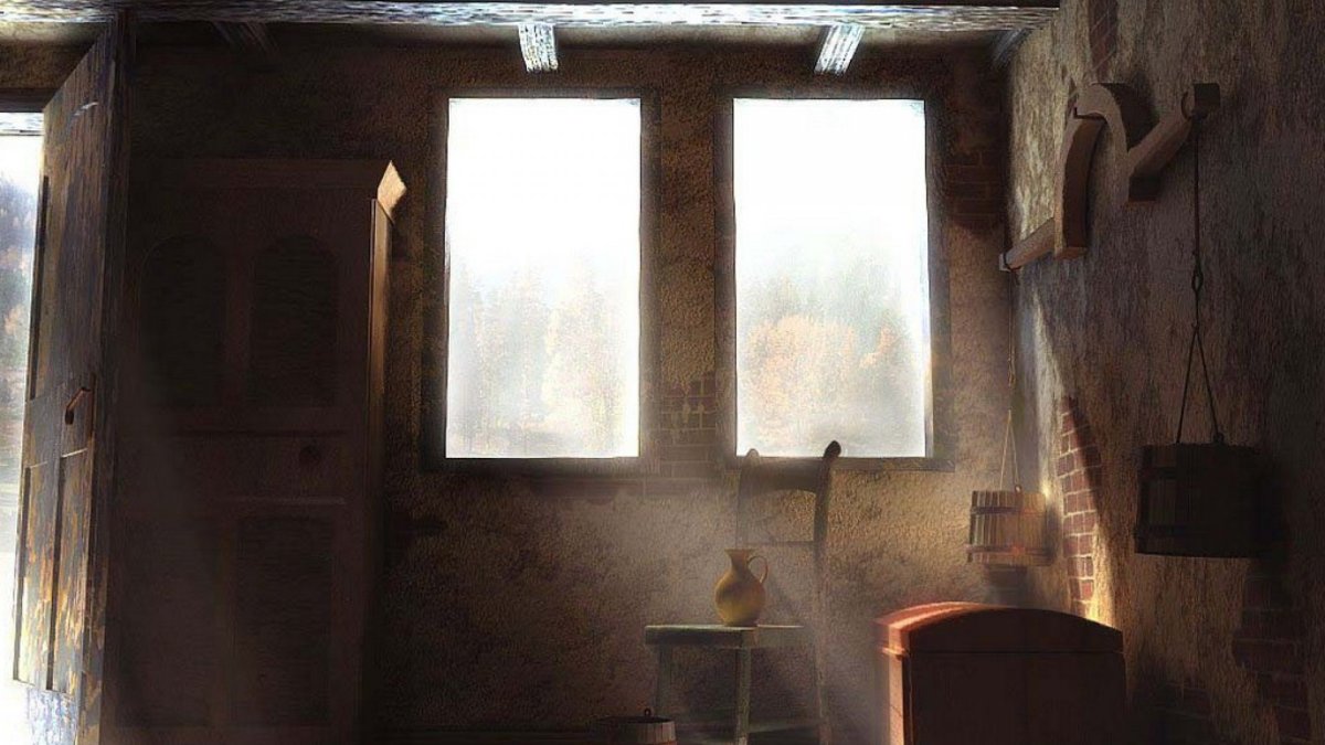 Окно в хижине изнутри