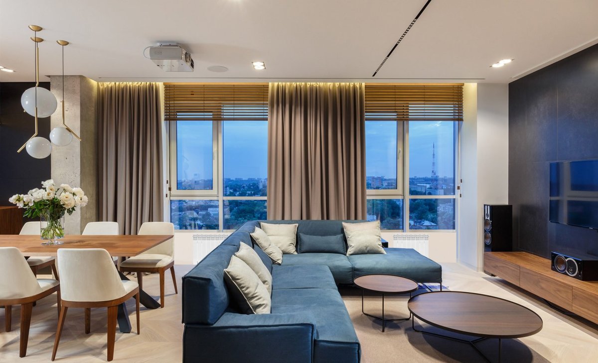 Зал с панорамными окнами