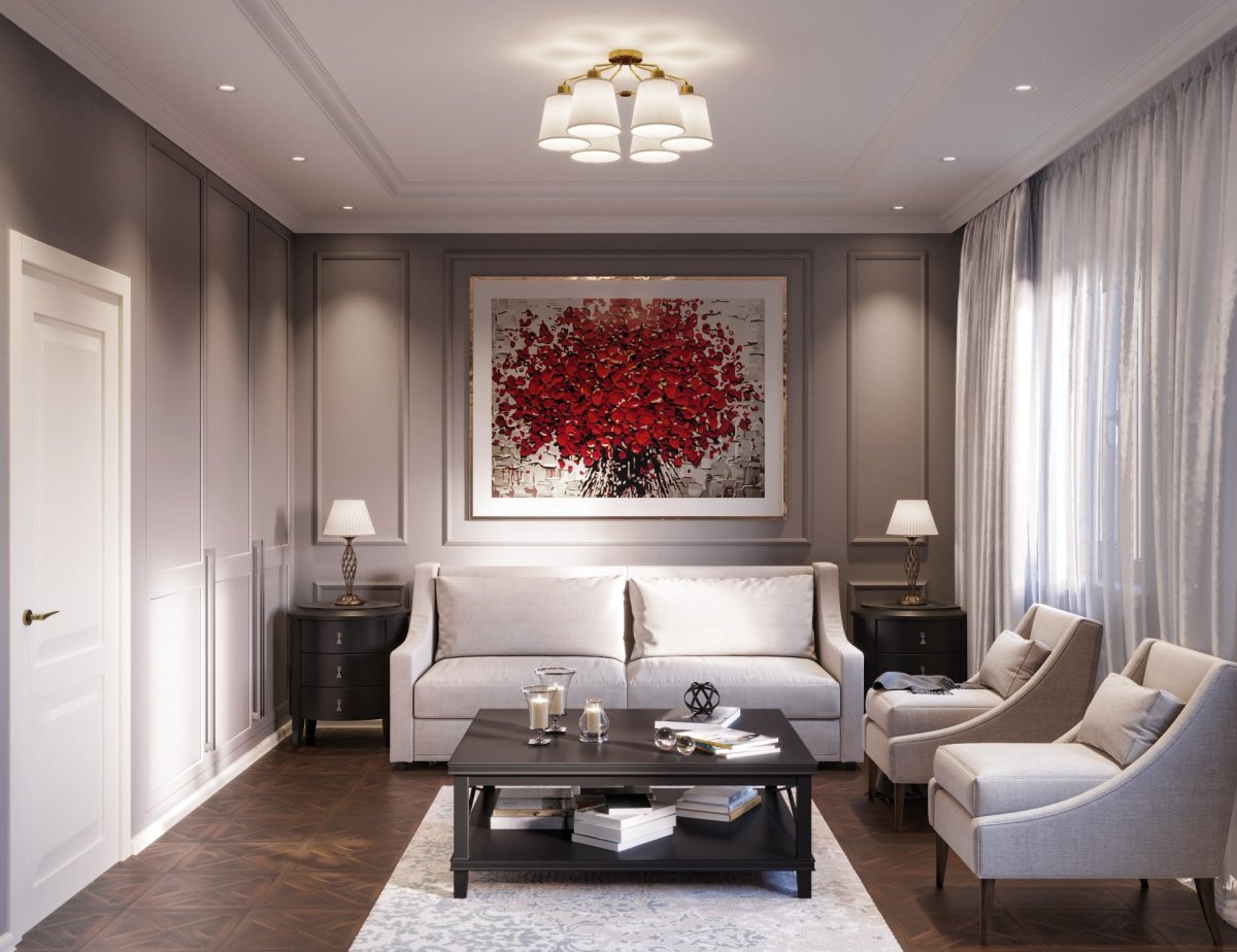 Интерьер Неоклассика гостиная 18м