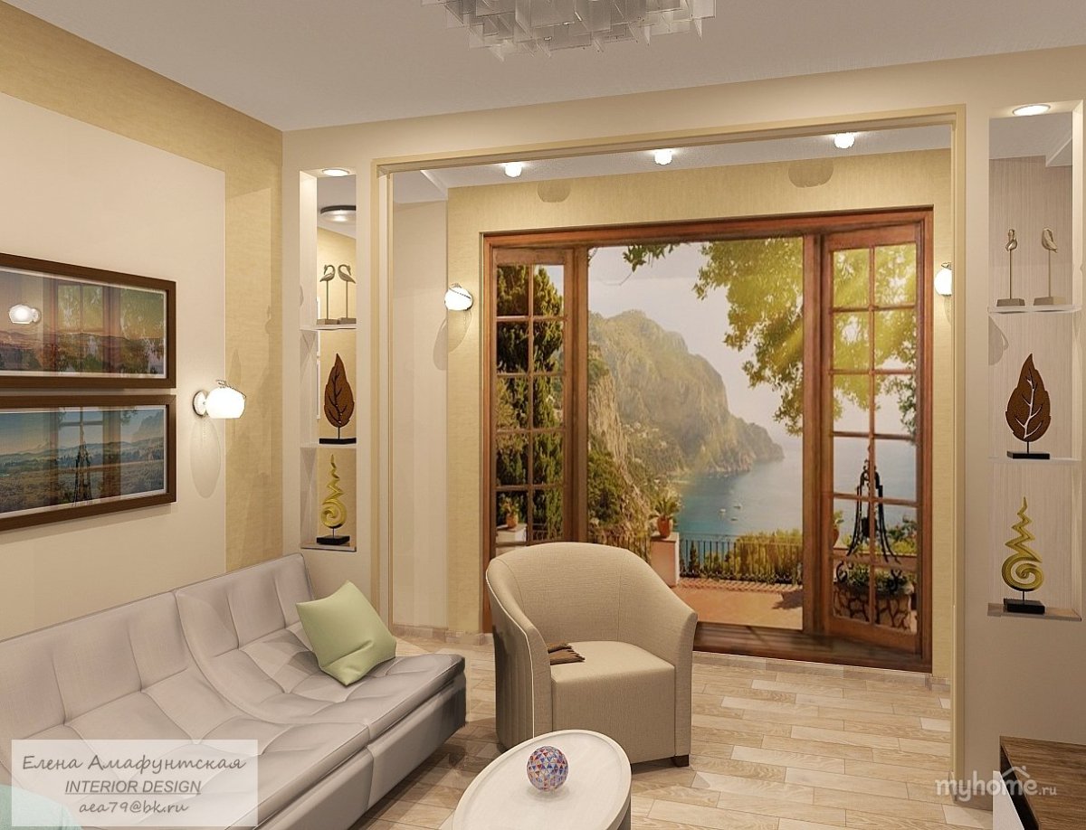 Перепланировка гостиная без окна