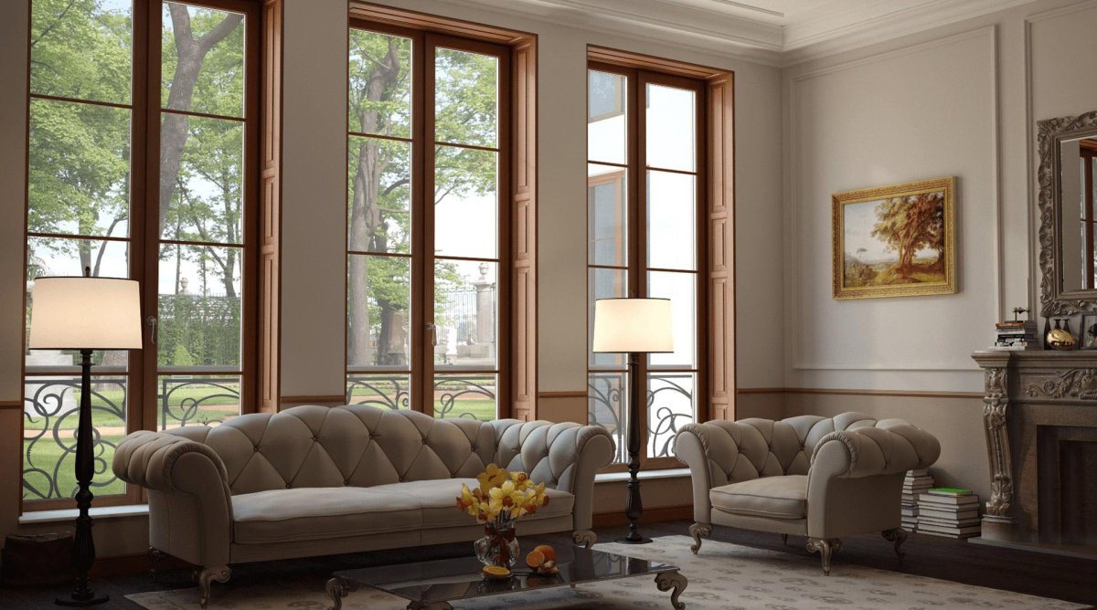 Деревянные евроокна в интерьере