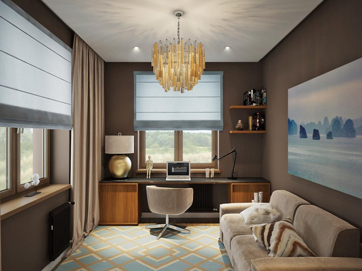 Гостиная с двумя окнами