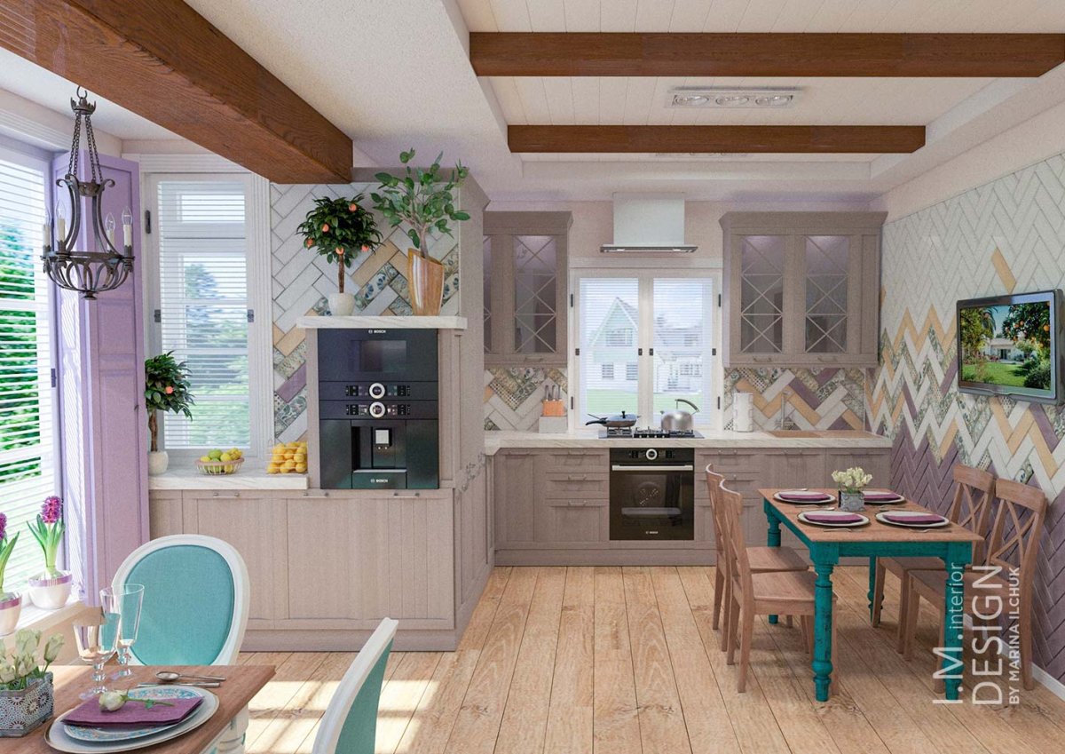 Интерьер столовой в загородном доме