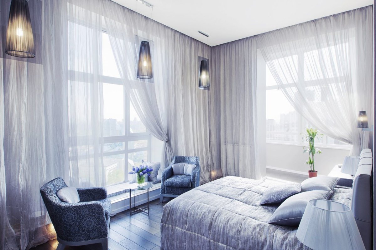 Светлые шторы холодных оттенков