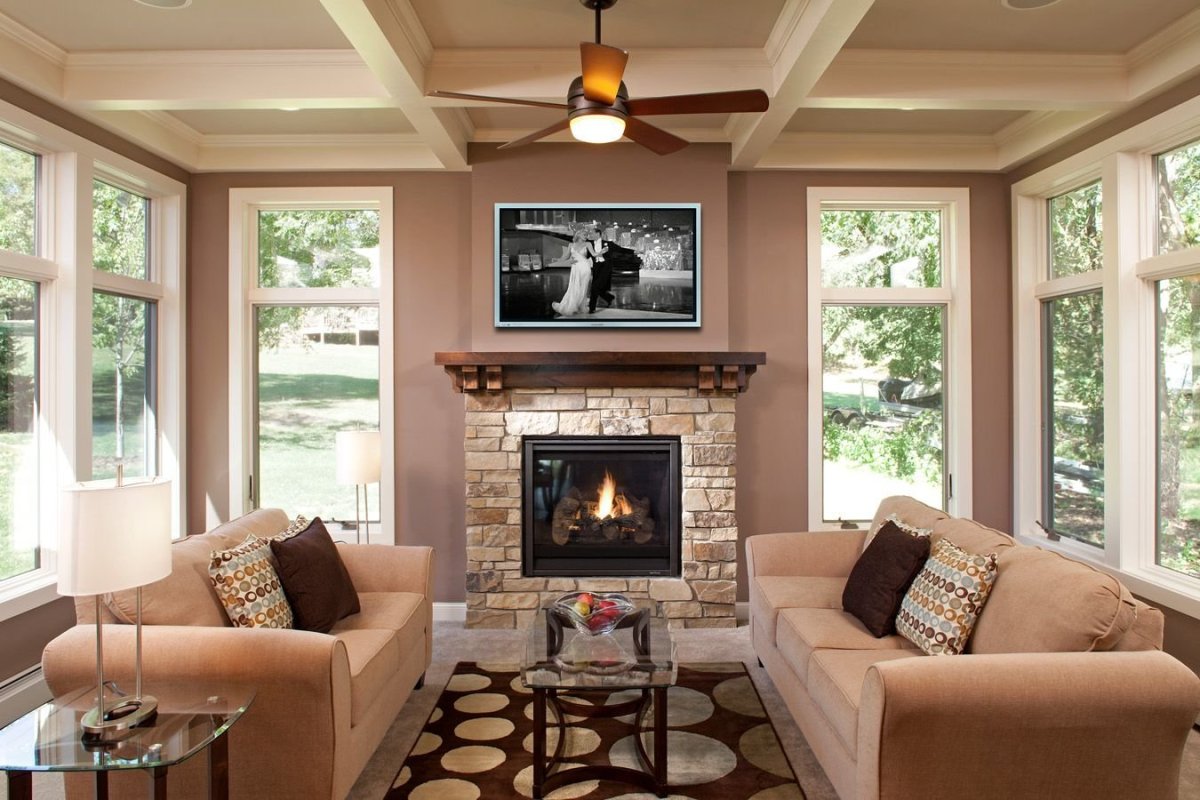 Электрокамин в интерьере гостиной