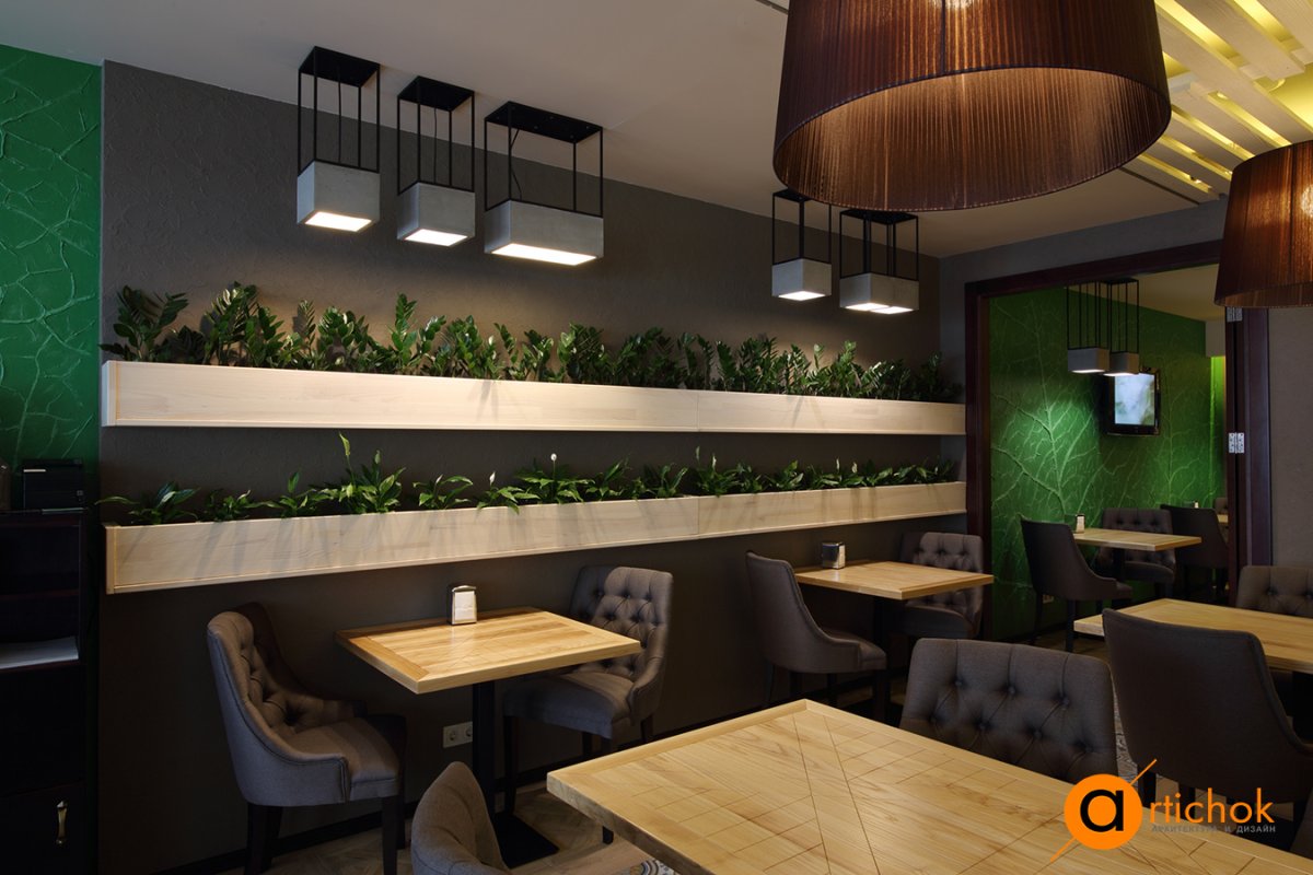 Кофейня интерьер зеленый
