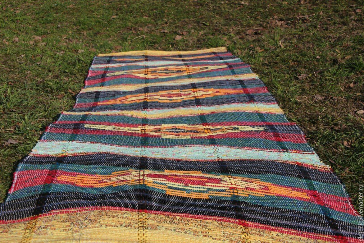 Домотканный коврик/дорожка "рыжая коса" №1578 60смх200см