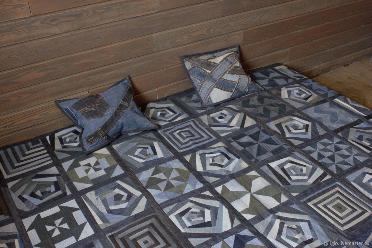Коврик из джинсовых кружков