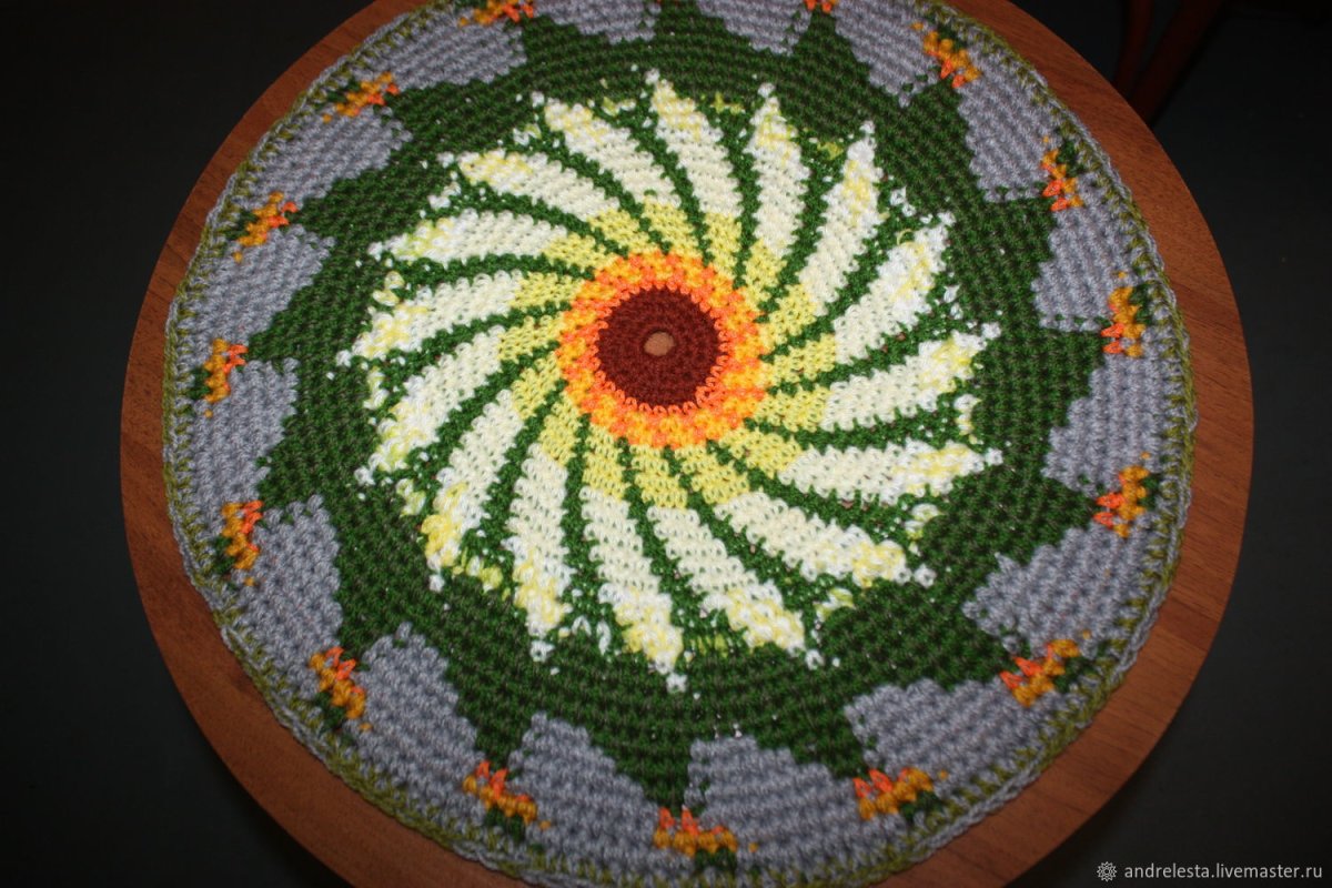 Круглый коврик на стул крючком