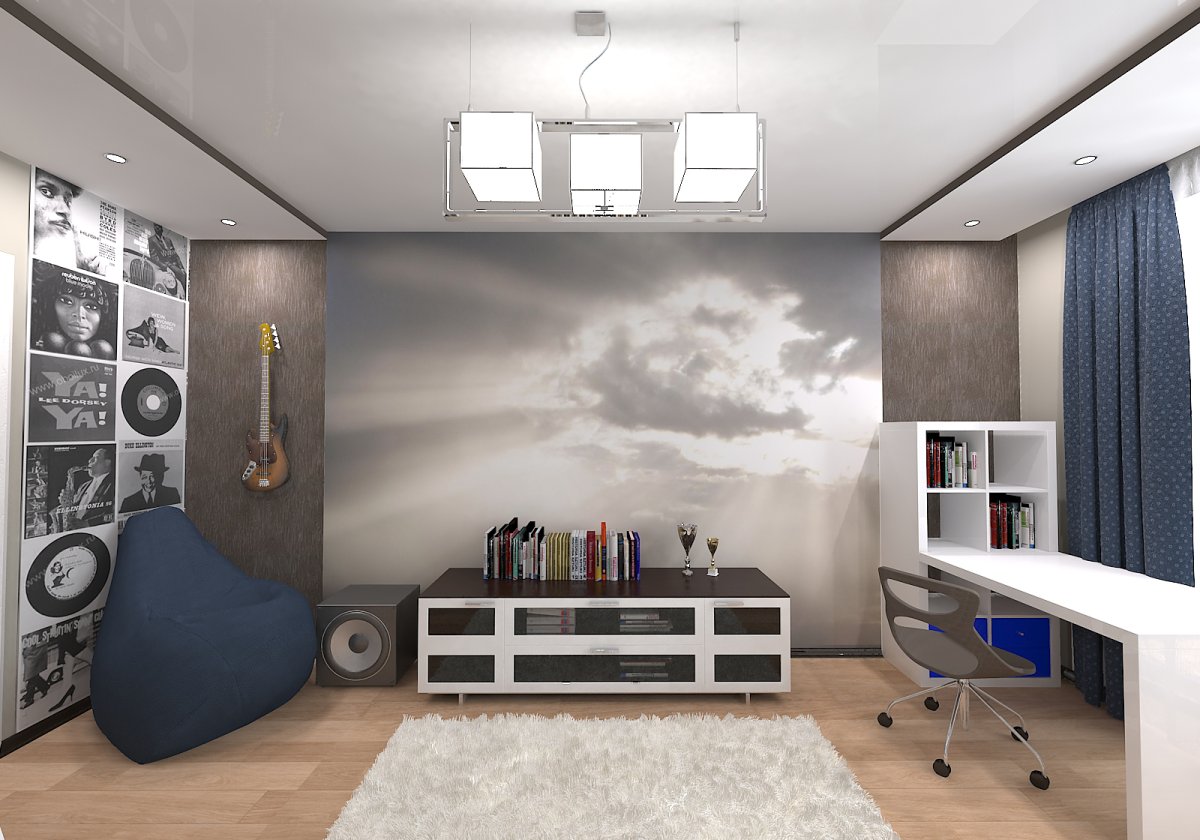 Комната для подростка мальчика в теплых оттенках