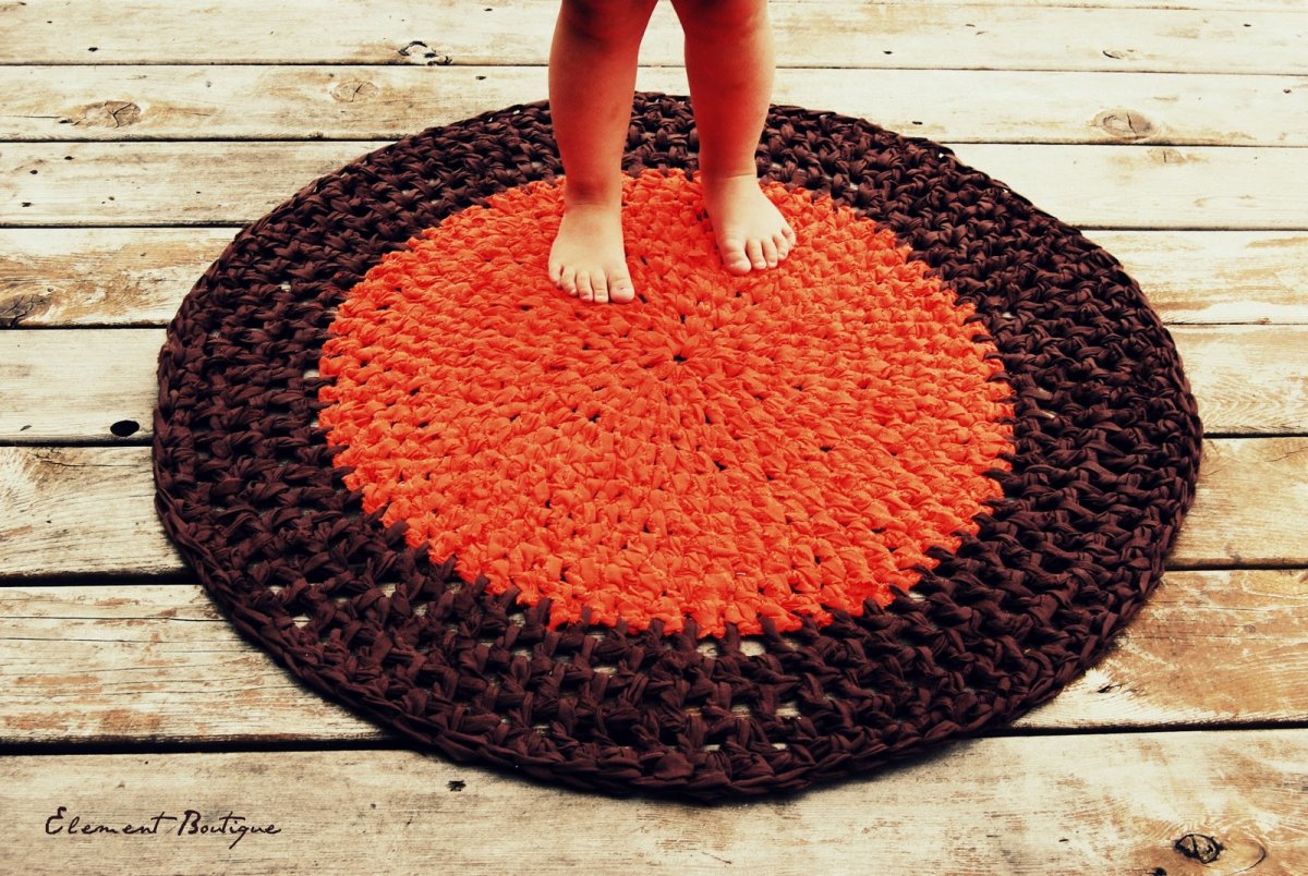 Коврик из кругов крючком